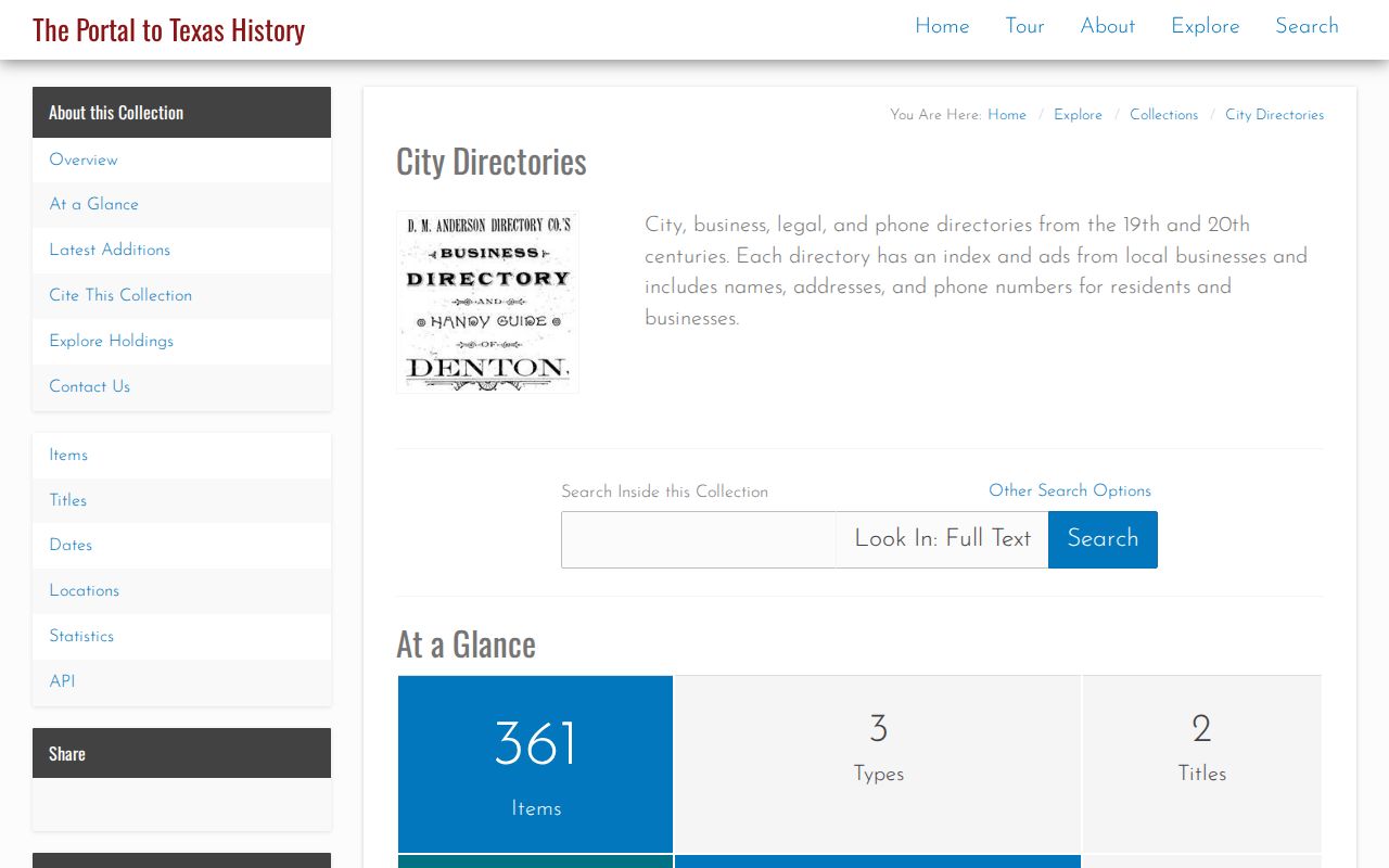 Harris County city directory search at the Portal to Texas History