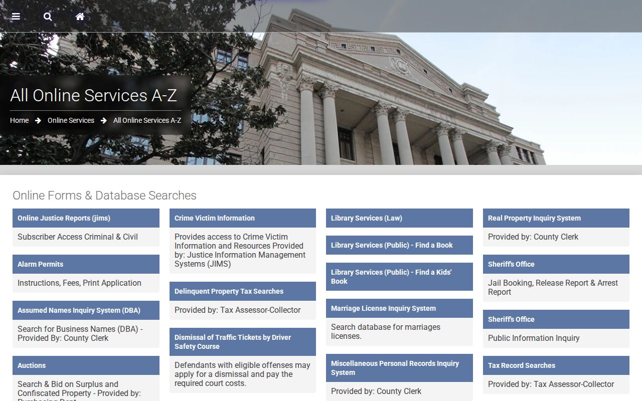 Harris County residents directory online services index