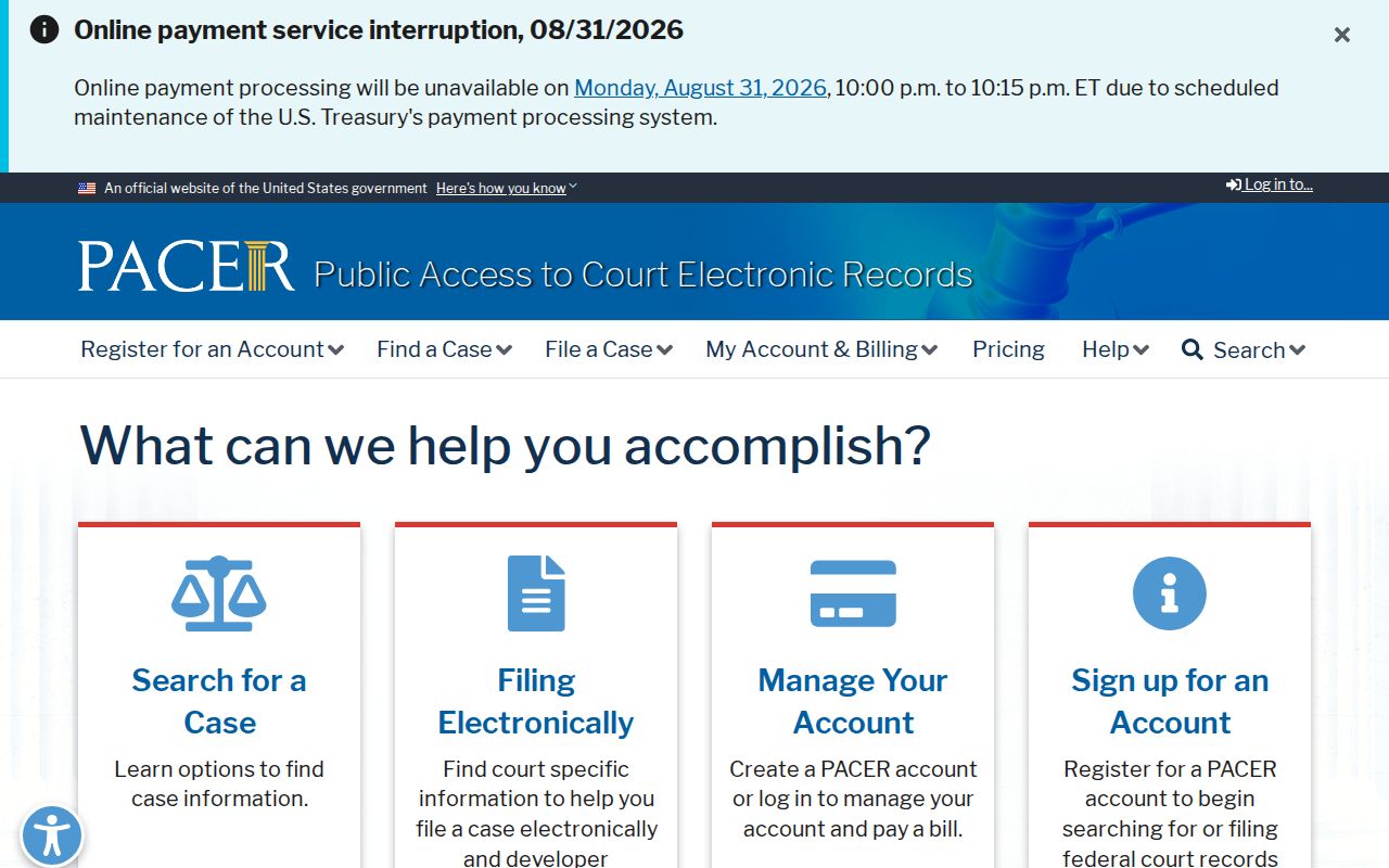 Harris County resident lookup using the federal PACER search service