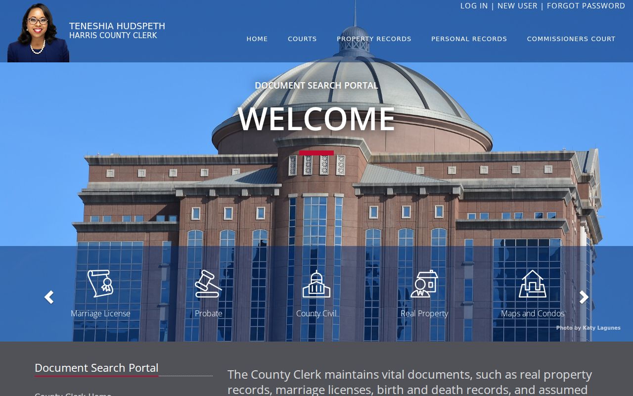 Harris County street directory County Clerk document portal